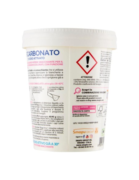 offerta Smapiù Percarbonato di Sodio Attivato Smacchiatore in Polvere Capi Bianchi 500 g