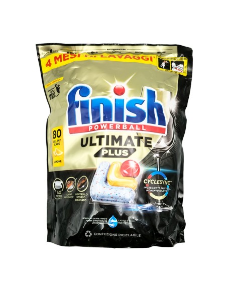 offerta Finish Powerball Ultimate Plus All in 1 Limone Pastiglia Detergente Lavastoviglie 80 Tabs