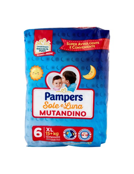 offerta Pampers Sole e Luna Pannolini Mutandino per Bambini 6 XL 15 Kg 13 Pz