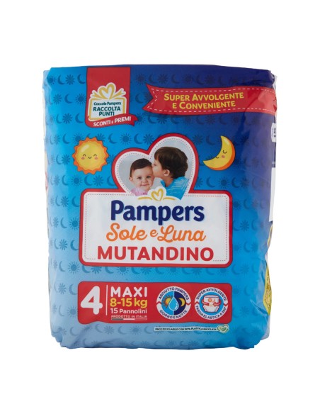 offerta Pampers Sole e Luna Pannolini Mutandino per Bambini 4 Maxi 8-15 Kg 15 Pz