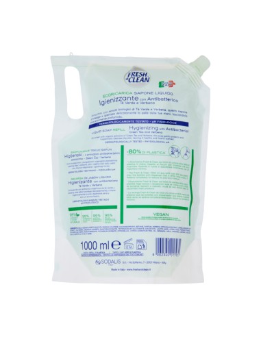 offerta Fresh & Clean Eco Ricarica Sapone Liquido Igienizzante Antibatterico Tè Verde e Verbena 1000 ml