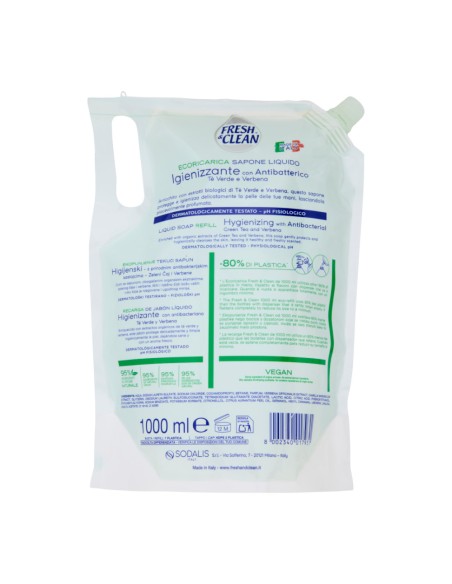 offerta Fresh & Clean Eco Ricarica Sapone Liquido Igienizzante Antibatterico Tè Verde e Verbena 1000 ml