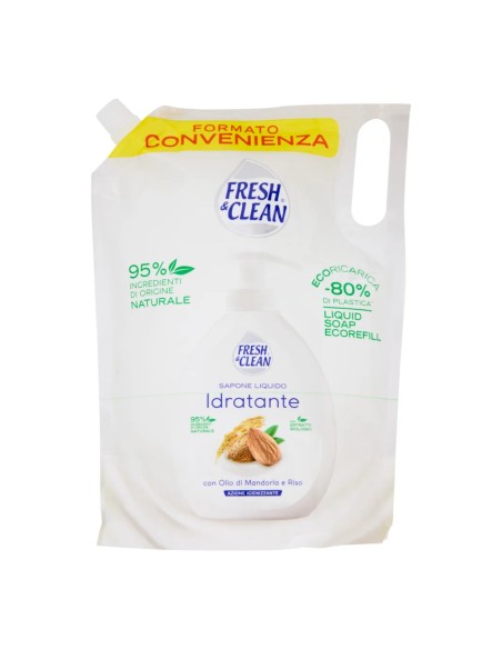 offerta Fresh & Clean Eco Ricarica Sapone Liquido Idratante Olio di Mandorla e Riso 1000 ml