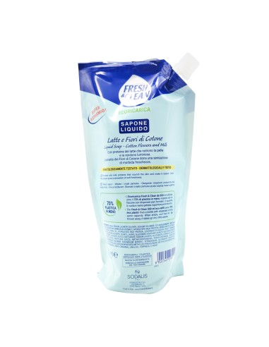 offerta Fresh & Clean Family Care Eco Ricarica Sapone Mani Igienizzante Latte e Fiori di Cotone 500 ml