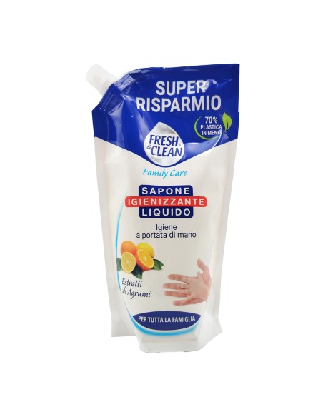 offerta Fresh & Clean Family Care Eco Ricarica Sapone Mani Igienizzante Liquido Estratti di Agrumi 500 ml