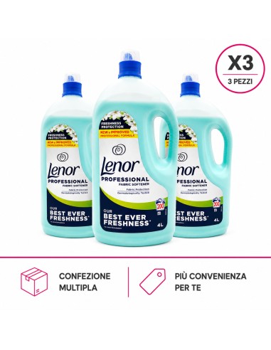 offerta Lenor Professional Ammorbidente Liquido Fragranza Protezione Freschezza 4 L X3 Pezzi