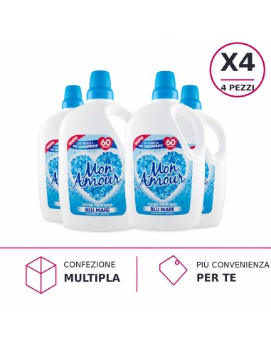 offerta Mon Amour Ammorbidente Concentrato Lavatrice Fragranza Blu Mare 3 L X4 Pezzi