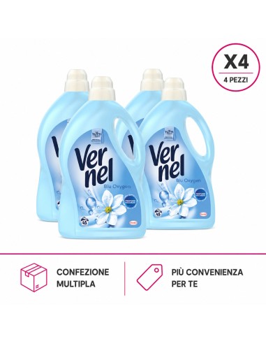 offerta Vernel Blu Oxygen Ammorbidente per Bucato Freschezza Rivitalizzante 2,97 L X4 Pezzi