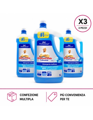 offerta Mastro Lindo Professional Detergente Multiuso per Superficie Dure Fragranza Oceano 5 L X3 Pezzi
