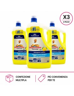 Mastro Lindo Professional Detergente Multiuso per Superficie Dure Fragranza Limone 5 L X3 Pezzi