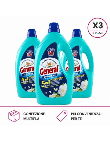 offerta General Detersivo Liquido Universale 5in1 Fragranza Fresco Profumo 60 lavaggi X3 Pezzi