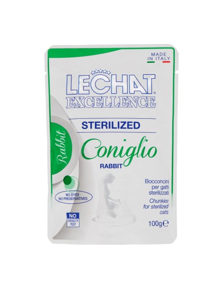 offerta LeChat Excellence Sterilized Cibo Umido per Gatti Bocconcini con Coniglio 100 g