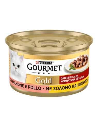 offerta Purina Gourmet Gold Cibo Umido per Gatti Dadini in Salsa con Salmone e Pollo 85 g SCADENZA 03/2026