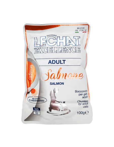 offerta LeChat Excellence Adult Cibo Umido per Gatti Bocconcini con Salmone 100 g