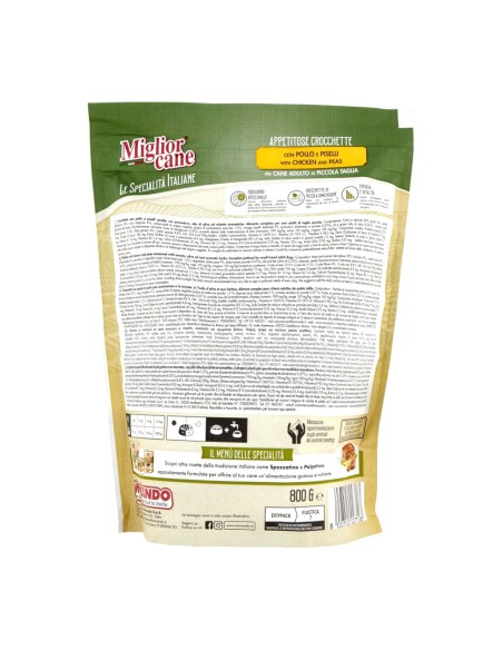 offerta Morando Migliorcane Le Specialità Italiane Crocchette con Pollo e Piselli 800 g SCADENZA 15/10/2026