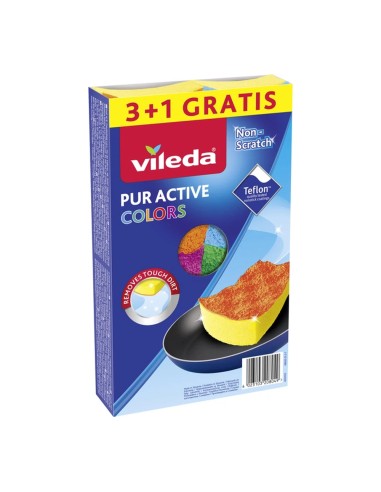 offerta Vileda Pur Active Colors Spugne Antigraffio 4 Pezzi