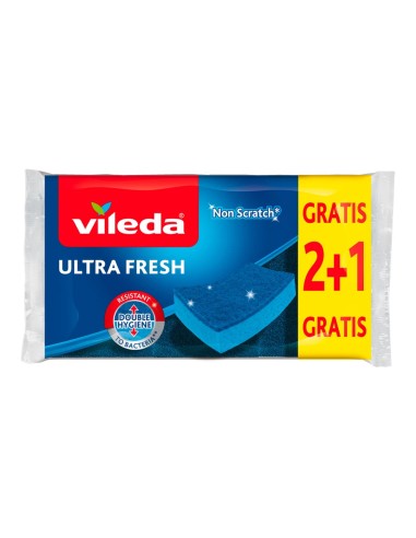 offerta Vileda Ultra Fresh Spugna Abrasiva Antigraffio 3 Pezzi