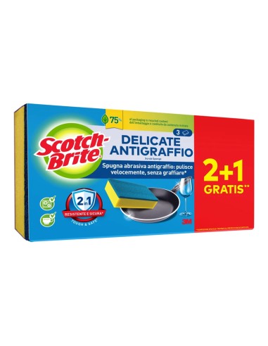 offerta Scotch-Brite Delicate Antigraffio Spugna Abrasiva 3 Pezzi