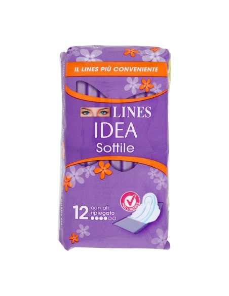 offerta Lines Idea Sottile con Ali Assorbenti Ripiegati 12 Pezzi