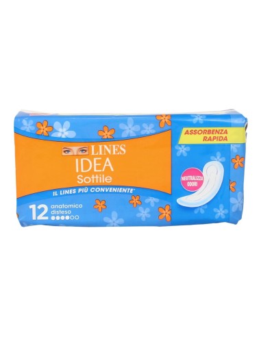 offerta Lines Idea Sottile Anatomico Disteso 12 Assorbenti