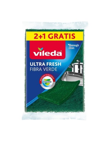 offerta Vileda Ultra Fresh Fibra Verde Abrasiva 3 Pezzi