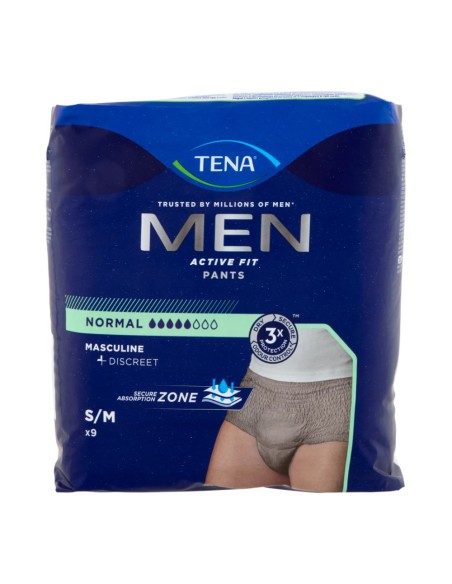 offerta Tena Men Active Fit Pants Normal S/M Colore Grigio 9 Pz