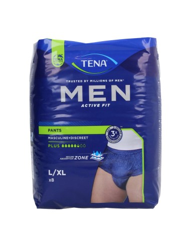 offerta Tena Men Active Fit Pants Plus Taglia L/XL Colore Blu Navy 8 Pz
