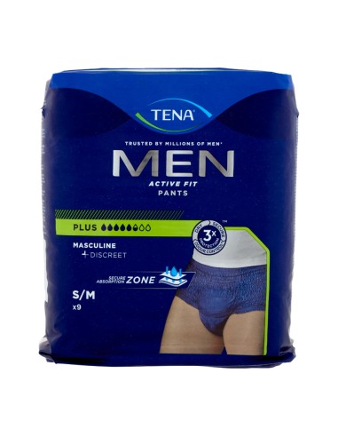 offerta Tena Men Active Fit Pants Plus Taglia S/M Colore Blu Navy 9 Pz