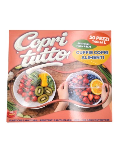 offerta Copritutto Cuffie Copri Alimenti Elastiche Riutilizzabili Taglia L 50 Pezzi