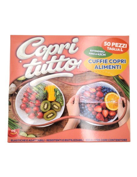 offerta Copritutto Cuffie Copri Alimenti Elastiche Riutilizzabili Taglia L 50 Pezzi