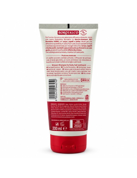 offerta Borotalco Uomo 3 in 1 Doccia-Shampoo Profumo Ambrato 200 ml
