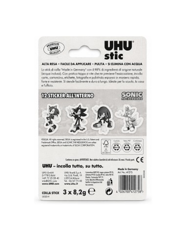 offerta UHU Stic Sonic The Hedgehog Colla Stick 3 x 8,2 g