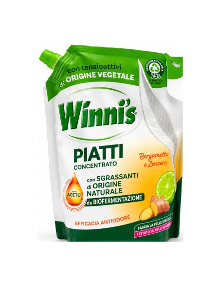 offerta Winni's Piatti Concentrato Bergamotto e Zenzero con Aceto Ricarica 900 ml