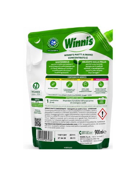 offerta Winni's Piatti Concentrato Bergamotto e Zenzero con Aceto Ricarica 900 ml