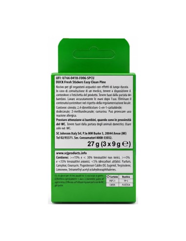 offerta Duck Fresh Stickers Easy Clean Pine Adesivi Pulenti e Profumati per WC 3 Pezzi 27 g
