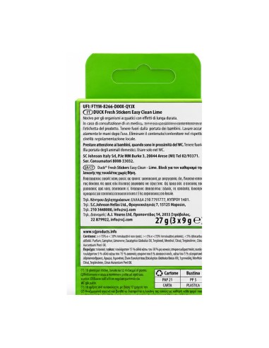 offerta Duck Fresh Stickers Easy Clean Lime Adesivi Pulenti e Profumati per WC 3 Pezzi 27 g