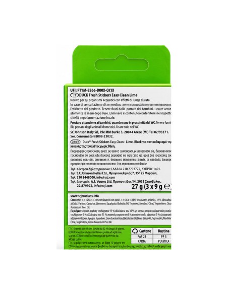 offerta Duck Fresh Stickers Easy Clean Lime Adesivi Pulenti e Profumati per WC 3 Pezzi 27 g
