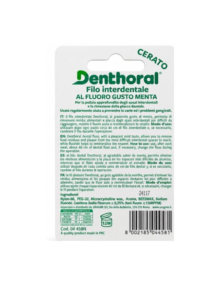 offerta Denthoral Filo Interdentale Cerato al Fluoro Gusto Menta 50 m