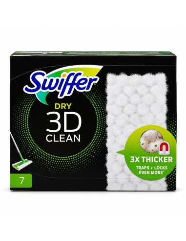 offerta Swiffer Dry 3D Clean Panni Catturapolvere Spessi 3 Volte Ricarica 7 Pezzi