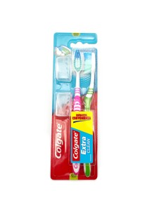 Colgate Spazzolini Extra Clean x2 con Setole Medie e Copritestina