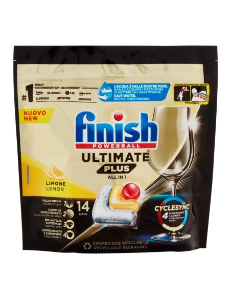 offerta Finish Powerball Ultimate Plus All In 1 Limone Pastiglia Detergente Lavastoviglie 14 Tabs