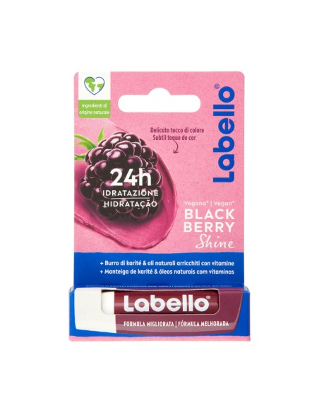 offerta Labello Balsamo Labbra Blackberry Shine con Burro di Karité e Oli Naturali