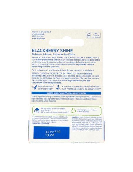 offerta Labello Balsamo Labbra Blackberry Shine con Burro di Karité e Oli Naturali
