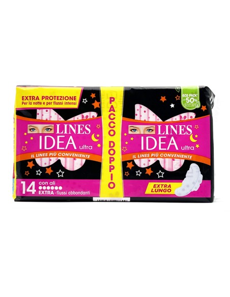offerta Lines Idea Ultra Extra per Flussi Abbondanti con Ali 14 Pezzi 
