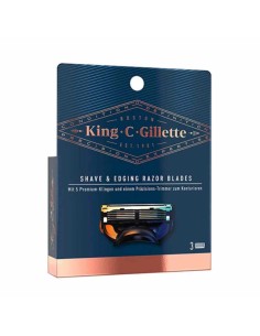 Gillette King C. Testine di Ricambio 5 Lame per Rasatura e Bordatura