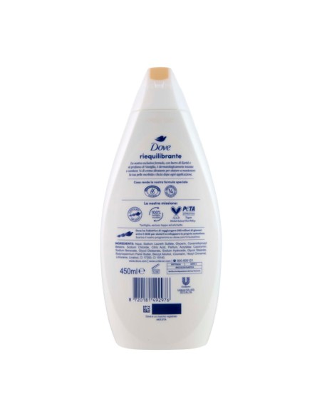 offerta Dove Bagnodoccia Riequilibrante con Burro di Karité e al Profumo di Vaniglia 450 ml