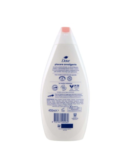 offerta Dove Bagnodoccia Piacere Avvolgente con Olio di Mandorla e Ibisco 450 ml