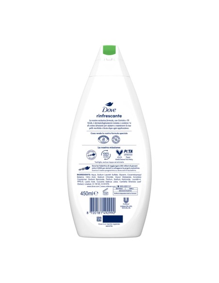 offerta Dove Bagnodoccia Rinfrescante Profumo di Cetriolo e Tè Verde 450 ml