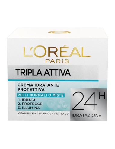 offerta L'Oreal Paris Tripla Attiva Crema Viso Giorno Idratante Pelli Normali e Miste 50 ml