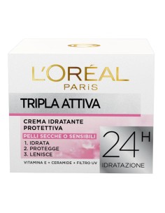 L'Oreal Paris Tripla Attiva Crema Viso Giorno Idratante Pelli Secche e Sensibili 50 ml